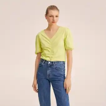 Falabella Mango camiseta algodón fruncido mujer oferta