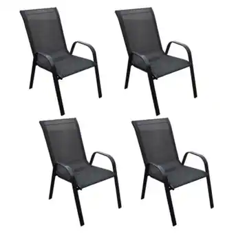 Falabella Pack 4 sillas terraza textileno 94x54x75cm negro oferta