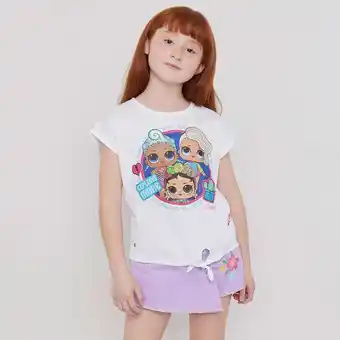 Corona Polera niña manga corta grupo lol surprise blanco oferta