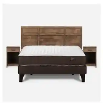 Abcdin Cama europea rosen 2 plazas ergo t + respaldo + 2 veladores robin tostado oferta