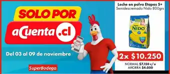 Super Bodega a Cuenta Nestle Nido Leche en polvo Etapas 5+ Semidescremada 800grs oferta
