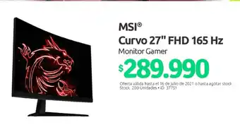 PC Factory MSI Curvo 27 FHD 165 Hz oferta