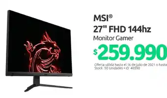PC Factory MSI 27" FHD 144hz oferta