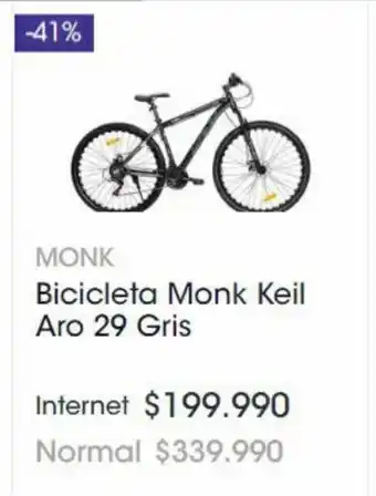 Abcdin Monk Bicicleta Monk Keil Aro 29 Gris oferta