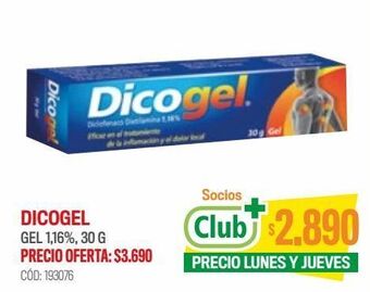 Cruz Verde Dicogel diclofenaco dietilamonio 1,16% gel tópico 30 gr oferta