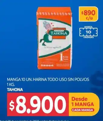 Central Mayorista Manga 10 unidades Harina Todo Uso sin Polvos 1kg Tahona oferta