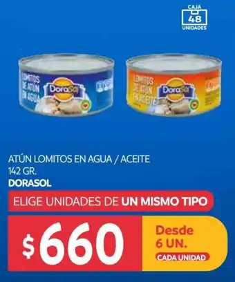 Central Mayorista Atún Lomitos en Agua / Aceite 6 un. x 142g Dorasol oferta