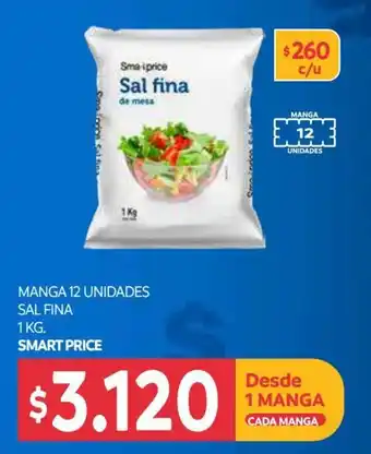 Central Mayorista Manga 12 unidades Sal Fina 1kg Smart Price oferta