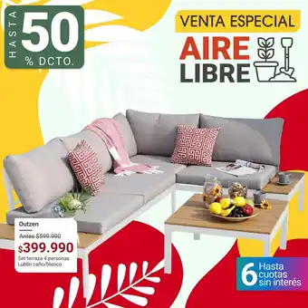 Easy Outzen Set Terraza 4 personas Lublin caño / blanco oferta