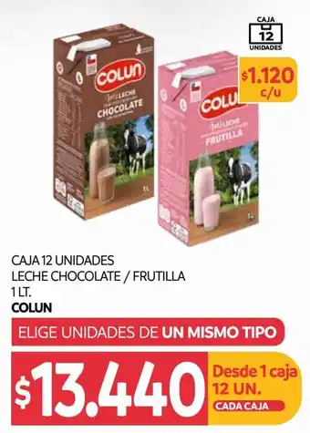 Central Mayorista Colun Caja 12 unidades Leche Chocolate / Frutilla 1 lt oferta