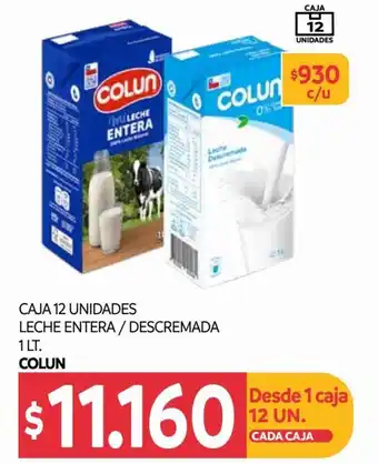 Central Mayorista Colun Caja 12 unidades Leche Entera / Descremada 1 lt oferta