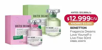 Benetton Fragancia Dreams Love Yourself o Live Free 50ml
