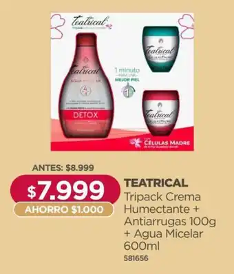Preunic Teatrical Tripack Crema Humectante + Antiaarugas 100g + Agua Micelar 600ml oferta