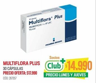 Cruz Verde Pharma investi multiflora plus probióticos 30 cápsulas oferta