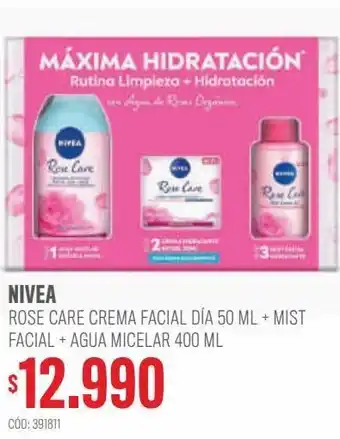 Cruz Verde Pack rutina rose care agua micelar bifásica 400ml + crema hidratante en gel 50ml + mist refrescante 150ml oferta
