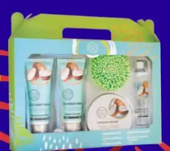 Set crema de manos coco 50 ml x2 + shower gel 100 ml + esponja + body loción 100 ml