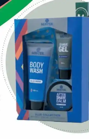 Blue body wash + shave gel + shave balsamo