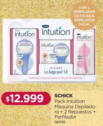 Schick Pack Intuition Maquina Depiladora + 2 Repuestos + Perfilador