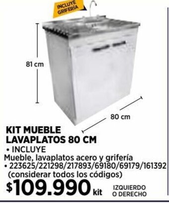 Construmart Kit Mueble Lavaplatos 80cm oferta