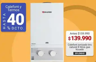 Easy Splendid Calefont ionizado tiro natural 8 litros gas licuado oferta