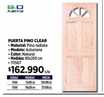 Construmart Puerta pino clear oferta