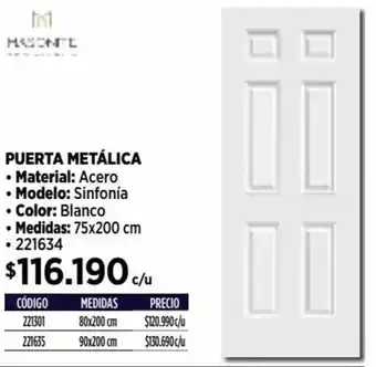 Construmart Puerta Metálica 75x200cm oferta