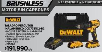 Construmart Dewalt Taladro Percutor Inalámbrico DCD7781D2-B2 oferta
