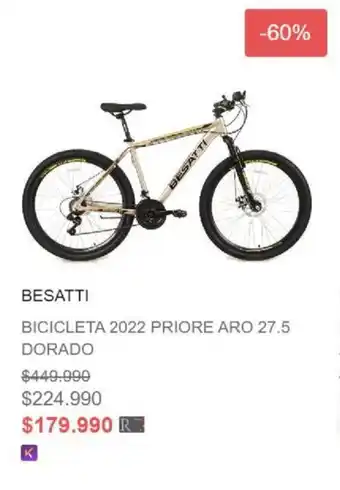 Ripley Besatti Bicicleta 2022 Priore Aro 27.5 Dorado oferta