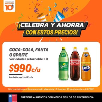 Mayorista 10 Coca Cola, Fanta o Sprite oferta