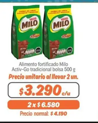 Mayorista 10 Milo Alimento fortificado Activ-Go tradicional bolsa 500g oferta