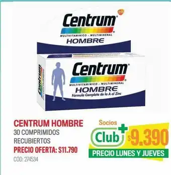 Cruz Verde Centrum hombre multivitaminico / multimineral 30 comprimidos recubiertos oferta
