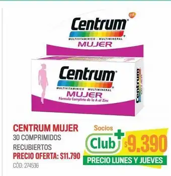 Cruz Verde Centrum mujer multivitaminico / multimineral 30 comprimidos recubiertos oferta