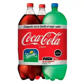 Santa Isabel Pack 3 un. bebidas coca cola + sprite 3 l c/u oferta