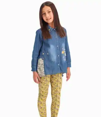 Limonada Conjunto blusa y calza floreada niña 100% algodón denim azul limonada oferta