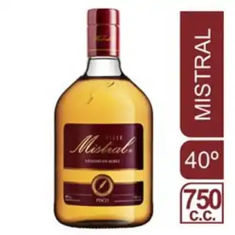 Unimarc Pisco mistral 40° reservado botella 750 cc oferta