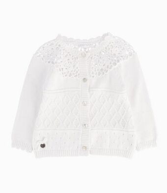 Limonada Chaleco con flores crochet bebé niña blanco oferta