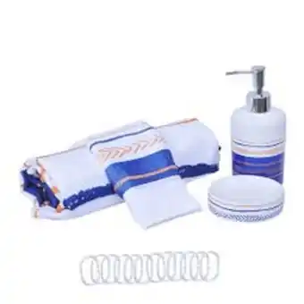 Abcdin Set cortina de baño mashini 6 piezas encino oferta