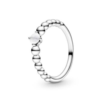 Pandora Anillo de abalorios blanco leche oferta