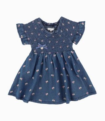 Limonada Vestido fruncido bebé niña denim azul oferta