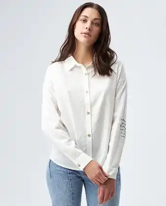 Americanino Camisa para mujer classic manga larga blanca con bordados oferta