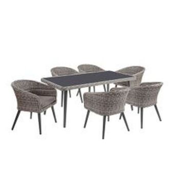 Abcdin Comedor de terraza favatex irma 6 sillas gris oferta