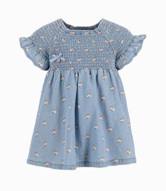 Limonada Vestido fruncido bebé niña denim celeste oferta