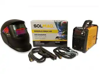 Pack soldadora solmaq mma-140 a 220 vol. + mascara solmaq