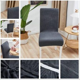 Linio Pack de 6 fundas para sillas de comedor tela cuadrille gris oferta