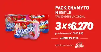 Unimarc Pack Chamyto Nestle variedades 3 x 6 un. x 80ml oferta