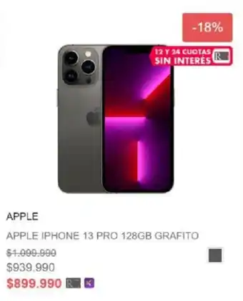 Ripley Apple iPhone 13 Pro 128GB Grafito oferta