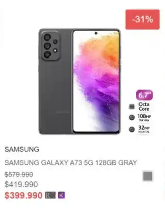 Ripley Samsung Galaxy A73 - 5G - 128GB Gray oferta