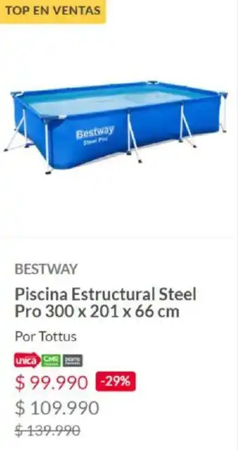 Tottus Bestway Piscina Estructural Steel Pro 300 x 201 x 66cm oferta