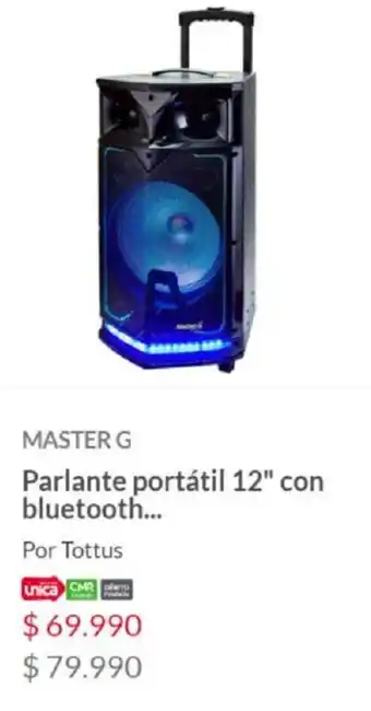 Tottus Master-G Parlante Portátil 12" con Bluetooth oferta