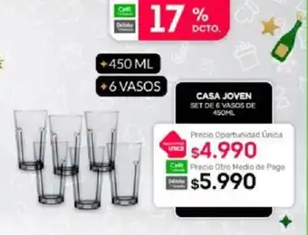 Tottus Casa Joven Set de 6 Vasos de 450ml oferta